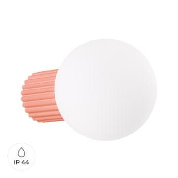 SOLLUX lighting Moderna stenska svetilka z breskovo barvo, utorjena steklena, bela krogla za kopalnico, hodnik, 1xG9 8W IP44 HALO Sollux Lighting