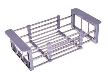 shumee Nastavljiva košara za odcejanje pomivalnega korita za zelenjavo in sušilnik posode, siva, L