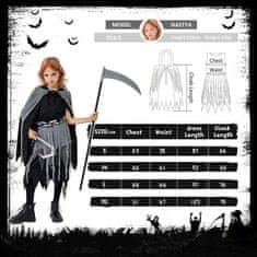 shumee Otroški kostum za noč čarovnic s koso, velikost M, 7-8 let