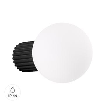 shumee Moderna stenska svetilka iz črnega stekla z žlebljenim ohišjem in belo kroglo za kopalnico ali hodnik 1xG9 8W IP44 HALO Sollux Lighting
