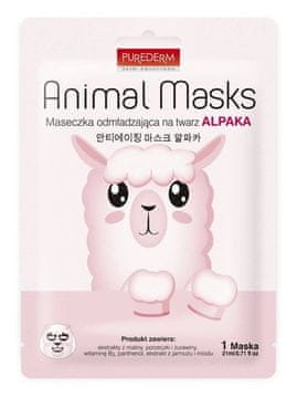 shumee PUREDERM Animal Mask pomlajevalna maska za obraz z alpako 21 ml