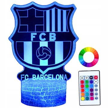 shumee Nočna svetilka za otroke FC Barcelona Grb Logotip 16 LED 3D + daljinski upravljalnik