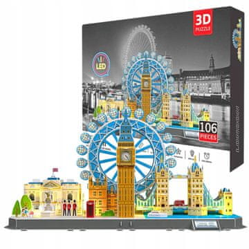 shumee 3D Puzzle London City Educational Premium Otroci Odrasli Big Ben+ LED 106 kosov.