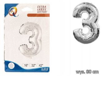 shumee FOLIJA BALONI ŠTEVILKA FOLIJA BALON ŠTEVILKA 3 80 CM