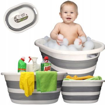 shumee Velika, UDOBNA, zložljiva silikonska kopalna kad, umivalnik, košara za perilo MAX