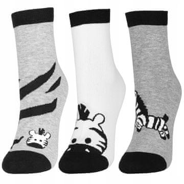 shumee Ženske nogavice do gležnjev, bombažne nogavice Zebra, 3 pari MORAJ 35-38