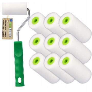 shumee GOBASTI VALJČEK ZA BARVANJE 70 mm PENA ZA PLOŠČICE NA OLJNI OSNOVI 10 kosov + ROČAJ