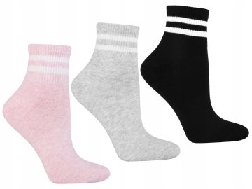 shumee Ženske 3/4 nogavice do gležnjev, klasični črtasti rebrasti komplet 3-pak MORAJ 35-38