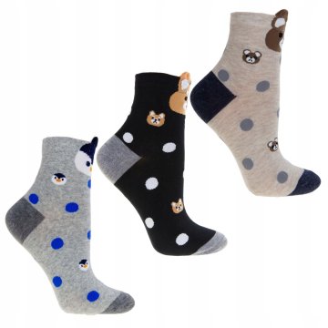 shumee Ženske visoke nogavice do gležnjev 3/4 z ljubkimi živalmi, 3 pari MORAJ 35-38