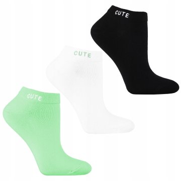 shumee Ženske nogavice do gležnjev z vezenim napisom, barvite MORAJ, 3 pari, 35-38