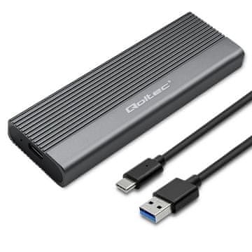 Qoltec Qoltec aluminijasto ohišje | ležišče za M.2 SSD pogon | SATA | NGFF | USB-C | Super Speed | 2TB | sivo