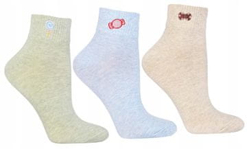 shumee Ženske klasične nogavice do gležnjev s sladkim vezenjem, 3-delni komplet MORAJ 35-38