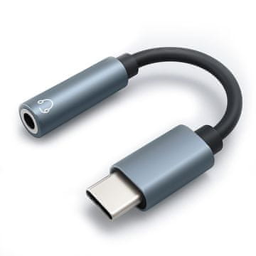Qoltec adapter USB-C | vtičnica 3,5 mm | 10 cm | aluminij