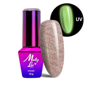 shumee MollyLac Night Glowing Suede HEMADiHEMA Free 10g št. 670 hibridni lak za nohte, ki se sveti v temi, mačje oko