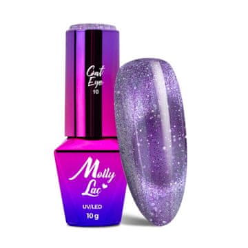 MollyLac Magnetni hibridni lak za nohte z učinkom mačjega očesa Cat Eye Foxy Eyes Purple Light MollyLac 10 g št. 552