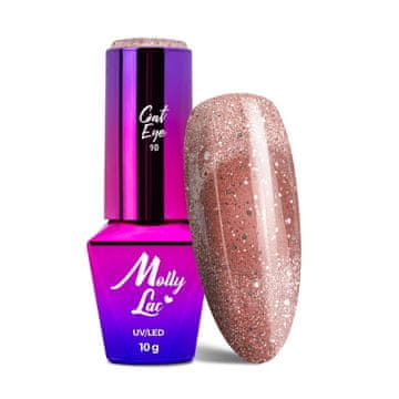 MollyLac Magnetni hibridni lak za nohte z učinkom mačjih oči Cat Eye Foxy Eyes Radiant Brown MollyLac 10 g št. 553