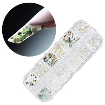 shumee Zdrobljene školjke za okrasitev nohtov v škatli št. 1