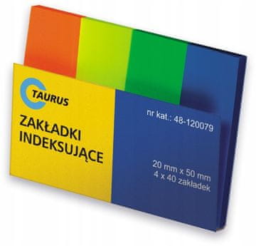 shumee Plastični indeksni jezički Taurus 20x50mm /4 x 40 kosov/ 4 barve 48-120079