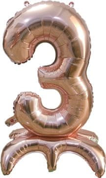 shumee Stolni folija balon številka 3 roza zlata Antella Ant0012