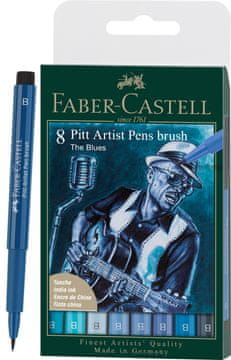 shumee Pitt Artist Pen B The Blues 8 kosov velikost B odtenki modre Faber-Castell 167173FC