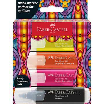 shumee Označevalnik Edition Glassy 4 barve neonsko + črna kartonska embalaža Faber-Castell 254693 Fc
