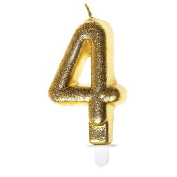 shumee Rojstnodnevna sveča, zlata z bleščicami ""4"" ANTELLA SH-687-4