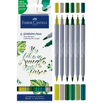 shumee Goldfaber Aqua dvostranski komplet ročajev Jungle 6 kosov Faber-Castell 164517 Fc