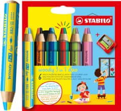 shumee Stabilo Woody 3v1 Duo svinčniki 6 kosov + šilček 8826-2