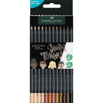 shumee Faber-Castell 116414FC Trikotni svinčniki Black Edition 12 barv v kožnih tonih