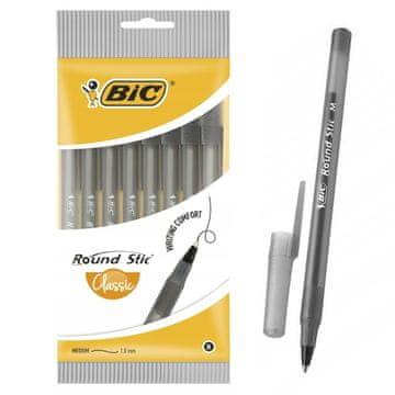shumee Kemični svinčnik BIC Round Stic Classic črne barve v pretisnem omotu /8 kosov/