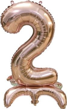 shumee Stolnji folijski balon številka 2 roza zlat ANTELLA ANT0011