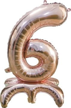 shumee Stolnji folijski balon številka 6 roza zlat ANTELLA ANT0015