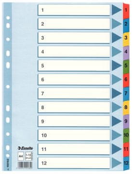 shumee Esselte kartonski razdelilnik A4 Mylar, indeksiran 1-12 /12 kartic/ 100162