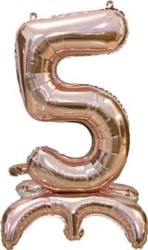 shumee Stolnji folijski balon številka 5 roza zlat ANTELLA ANT0014