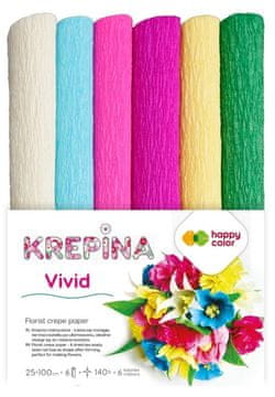 shumee Krep papir 25x100cm Vivid mix 6 barv Happy Color HA 36502510-MIX V