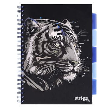 shumee Zvezek Strigo Pads Animals Tiger Spiral A4 kvadratni črne barve 100k 80g PADS020