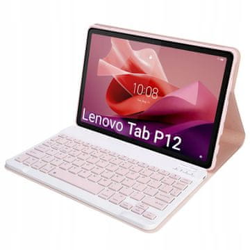 shumee Bluetooth torbica s tipkovnico za Lenovo Tab P12 TB-370 (roza)