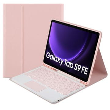 shumee Galaxy Tab S9 FE Bluetooth torbica s tipkovnico in sledilno ploščico (roza)