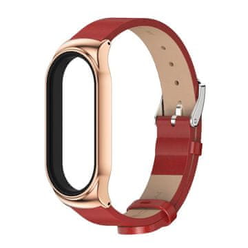 shumee Usnjen pašček za Xiaomi Mi Band 8 - Red Rose Gold