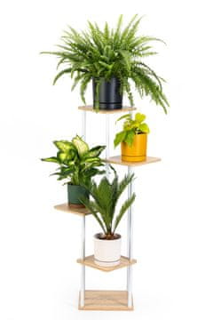 shumee PALACE kovinsko stojalo za rože - belo stojalo za 5 cvetličnih lončkov