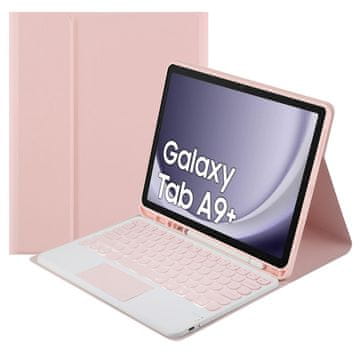 shumee Galaxy Tab A9 Plus Bluetooth torbica s tipkovnico in sledilno ploščico (roza)