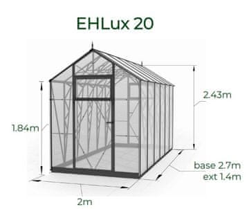 EcoSlider STEKLENJAK Stekleni rastlinjak EcoSlider 2,0m širine – 4 mm varnostno steklo