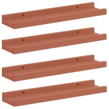 Vidaxl Stenska polica 4 pcs Rdeča 40 x 9 x 3 cm Konstruiran les
