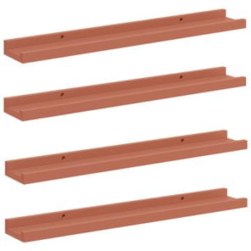 Vidaxl Stenska polica 4 pcs Rdeča 60 x 9 x 3 cm Konstruiran les