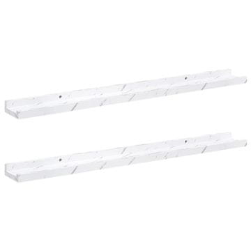 Vidaxl Stenska polica 2 pcs Beli marmor 80 x 9 x 3 cm Konstruiran les