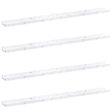 Vidaxl Stenska polica 4 pcs Beli marmor 115 x 9 x 3 cm Konstruiran les