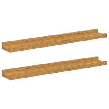Vidaxl Stenska polica s polico 2 pcs Bež 60 x 9 x 3 cm Konstruiran les