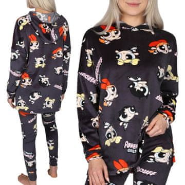 sarcia.eu Powerpuff Girls Grafitna, HOMEWEAR ženski komplet, topla kapuco in legice, udobna trenirka za doma