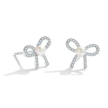 AVESTLINE Srebrni uhani s perlami, oblika pentlje