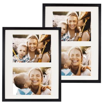shumee Komplet dveh črnih osnovnih okvirjev 28x35 za 2 fotografiji 13x18 cm s paspartujem